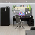 Conjunto Mesa Pedestal E Armário Alto Escritório Preto