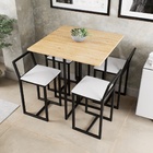 Conjunto Mesa Pinus 4 Cadeiras Estofado Industrial Black Laca