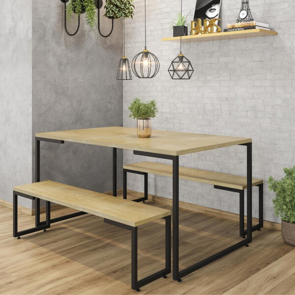 Conjunto Mesa Porto E 2 Bancos Porto Móveis Belo