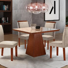 Conjunto Mesa Prada Para Sala De Jantar Com Tampo De Vidro E