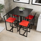 Conjunto Mesa Preta 4 Cadeiras Pequena Estofado Industrial Bl