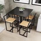 Conjunto Mesa Preta 4 Cadeiras Pequena Pinus Industrial Black