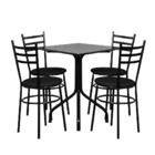 Conjunto Mesa Preta 68x68 Com 4 Cadeiras Epoxi  Preto