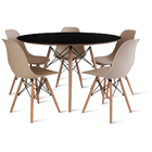Conjunto Mesa Preta  Eames 110cm E 5 Cadeiras Eames Fendi