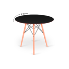 Conjunto Mesa Preta Eames 90cm E 4 Cadeiras Leda Cinza