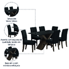 Conjunto Mesa Preto Dubai 1,60m Mdf Com 6 Cadeiras Castanho