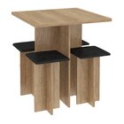Conjunto Mesa Quadrada 67,6cm Com 4 Bancos Me10  Carvalho/pre