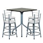 Conjunto Mesa Quadrada 68x68cm Cinza Com 4 Banquetas Epoxi