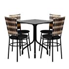 Conjunto Mesa Quadrada 68x68cm Preta 4 Cadeiras Cappuccino Pr