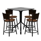 Conjunto Mesa Quadrada 68x68cm Preta Com 4 Banquetas Café