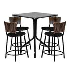 Conjunto Mesa Quadrada 68x68cm Preta Com 4 Banquetas Cappucci