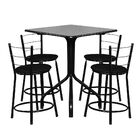 Conjunto Mesa Quadrada 68x68cm Preta Com 4 Banquetas Epoxi