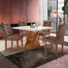 Conjunto Mesa Quadrada Com Vidro E 4 Cadeiras 100cmx100cm Bar