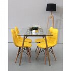 Conjunto Mesa Ráfia G Com 4 Cadeiras Eiffel Botonê Pu Rivatti