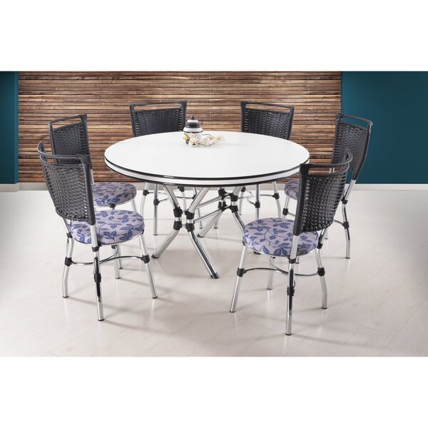 Conjunto Mesa Ravena Com 6 Cadeiras Top Novabras Branco/croma