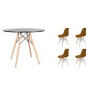 Conjunto Mesa Redonda 90cm Tampo Em Mdf 4 Cadeiras Pp Base Ma