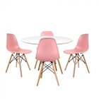 Conjunto Mesa Redonda 90cm Tampo Em Mdf 4 Cadeiras Pp Base Ma
