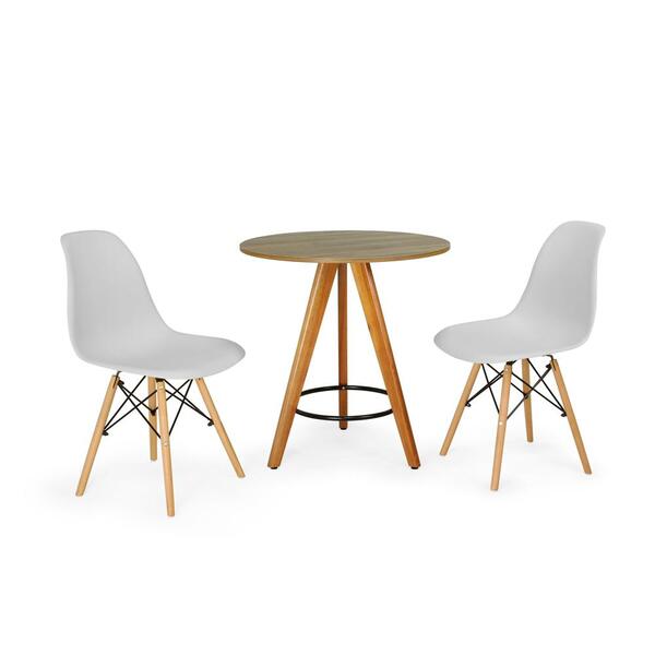 Conjunto Mesa Redonda Aline 70cm Natural Com 2 Cadeiras Eames