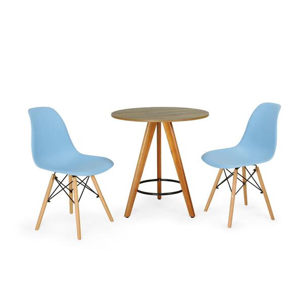 Conjunto Mesa Redonda Aline 70cm Natural Com 2 Cadeiras Eames