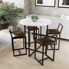 Conjunto Mesa Redonda Branca 4 Cadeiras Pequena Estofado Marr