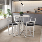 Conjunto Mesa Redonda Branca 4 Cadeiras Pequena Estofado Pret