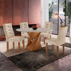 Conjunto Mesa Redonda Com 4 Cadeiras Tampo Mdf Barcelona Yesc