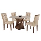 Conjunto Mesa Redonda Com 4 Cadeiras Tampo Mdf Barcelona Yesc