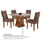 Conjunto Mesa Redonda Com Vidro E 4 Cadeiras Tampo Barcelona