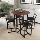 Conjunto Mesa Redonda Imbuia 4 Cadeiras Pequena Estofado Pret