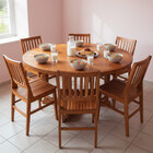 Conjunto Mesa Redonda Jantar 1 6m 6 Cadeiras Maciça Madri