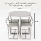 Conjunto Mesa Redonda Pinus 4 Cadeiras Pequena Estofado Marro