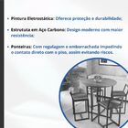 Conjunto Mesa Redonda Preta 4 Cadeiras Pequena Estofado Marro