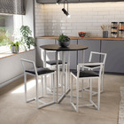 Conjunto Mesa Redonda Preta 4 Cadeiras Pequena Estofado Preto