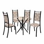 Conjunto Mesa Redonda Verona Com Tampo Vidro E 4 Cadeiras Bm