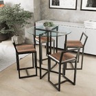 Conjunto Mesa Redonda Vidro 4 Cadeiras Pequena Imbuia Industr