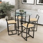 Conjunto Mesa Redonda Vidro 4 Cadeiras Pequena Pinus Industri