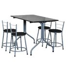 Conjunto Mesa Retangular 70x120cm Cinza Com 4 Banquetas Epoxi