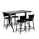 Conjunto Mesa Retangular 70x120cm Preta Com 4 Banquetas Preta