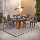 Conjunto Mesa Retangular Celeste Com 6 Cadeiras Júlia Dj Móve