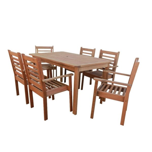 Conjunto Mesa Retangular E 6 Cadeiras Empilháveis Madeira Mac