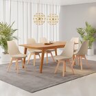 Conjunto Mesa Retangular Mdf Com 6 Cadeiras Saarinen Pp Nude/