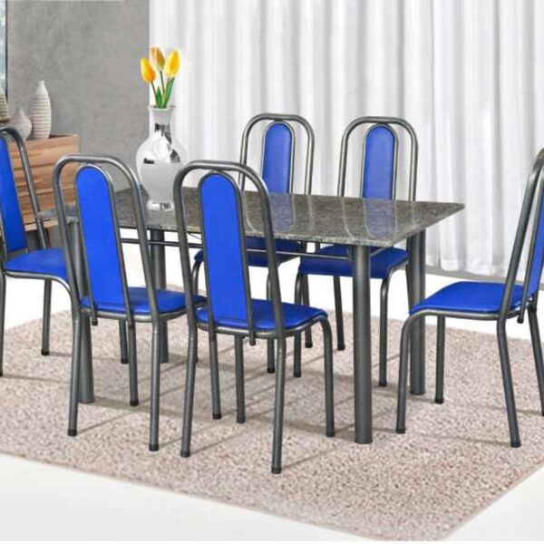 Conjunto Mesa Retangular Para Cozinha Tubular Com 6 Cadeiras