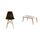 Conjunto Mesa Retangular Vidro/mdf Com 6 Cadeiras Eames Pp Pr