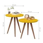 Conjunto Mesa Retrô Lateral E Apoio Sala De Estar Amarelo