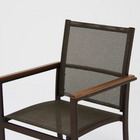 Conjunto Mesa Ripada 90cm + 4 Poltronas Perpétua   - Marrom