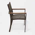 Conjunto Mesa Ripada 90cm + 4 Poltronas Perpétua   - Marrom