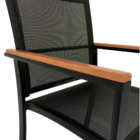 Conjunto Mesa Ripada 90cm + 4 Poltronas Perpétua   - Preto