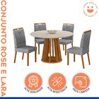 Conjunto Mesa Rose Com 4 Cadeiras Madeira Maciça Lara Cinamom