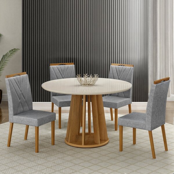 Conjunto Mesa Rose Com 4 Cadeiras Madeira Maciça Lara Cinamom