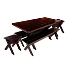 Conjunto Mesa Rústica 1,6m E 2 Bancos E 2 Banquetas Sem Encos